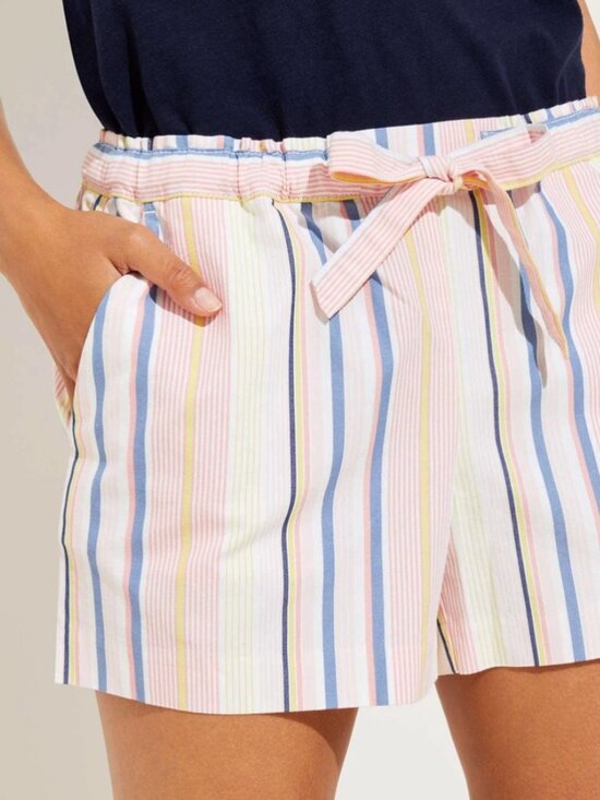 LOFT Pants - ANN TAYLOR LOFT Striped Tie Waist Shorts Pink White Blue 100% Cotton Boho Small